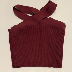 Babaton Deep Red Knit Crop Top
